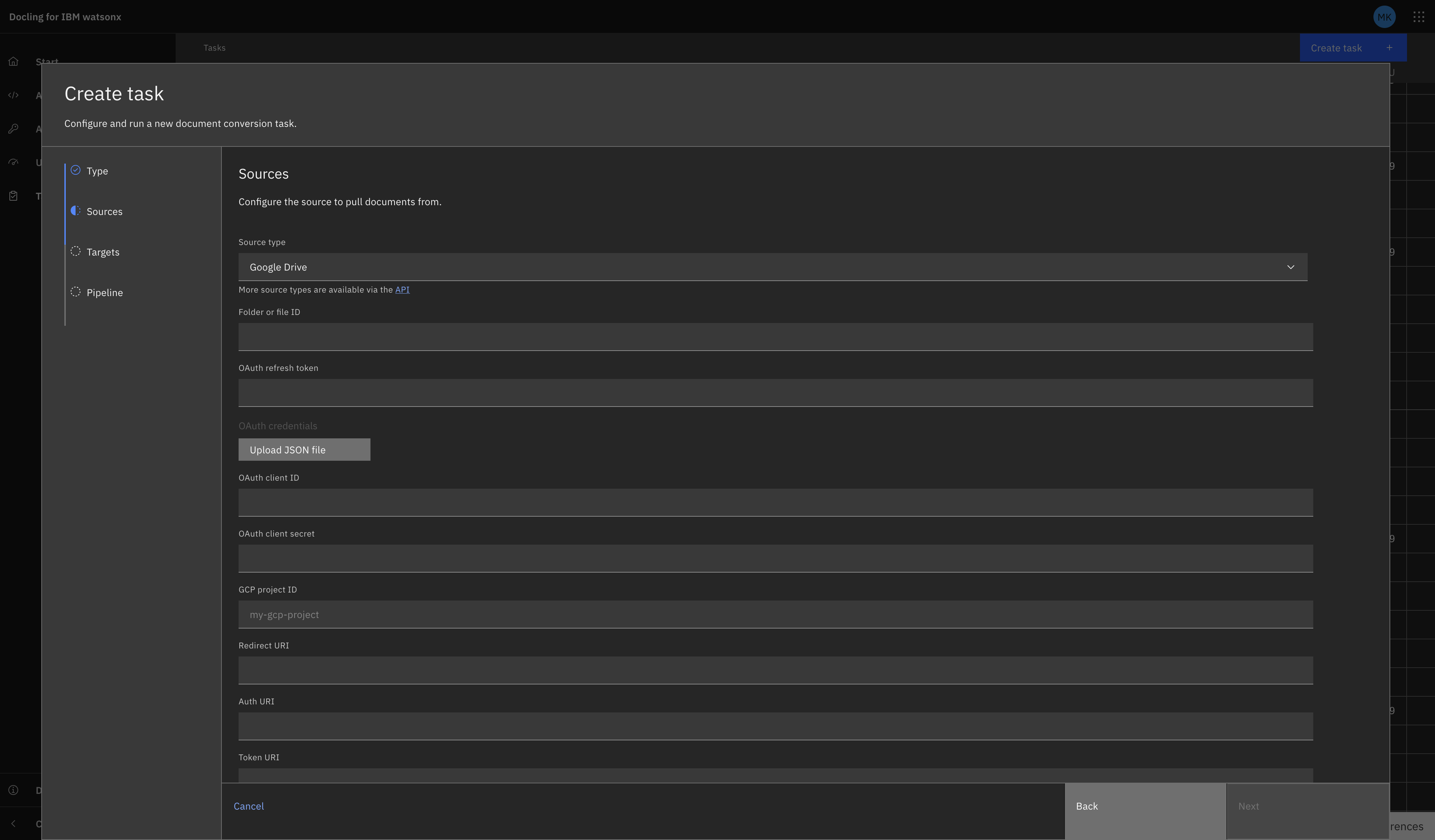 Google Drive Source Task Configuration